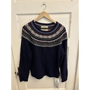 Bogner Fire & Ice Women's Navy Amelia Fair Isle Wool Sweater Size 10 New $229